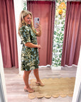 Bellemont Floral Mini Dress-Olive
