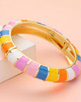 Enamel Bamboo Hinged Bangle Bracelet-Multi