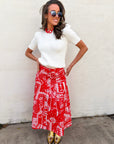 Rope Me In Midi Skirt-Red