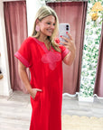 Tropical Dream Midi Dress-Tomato Red