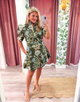 Bellemont Floral Mini Dress-Olive