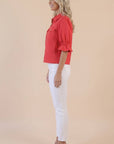 Seaside Zipper Front Jacket-Red