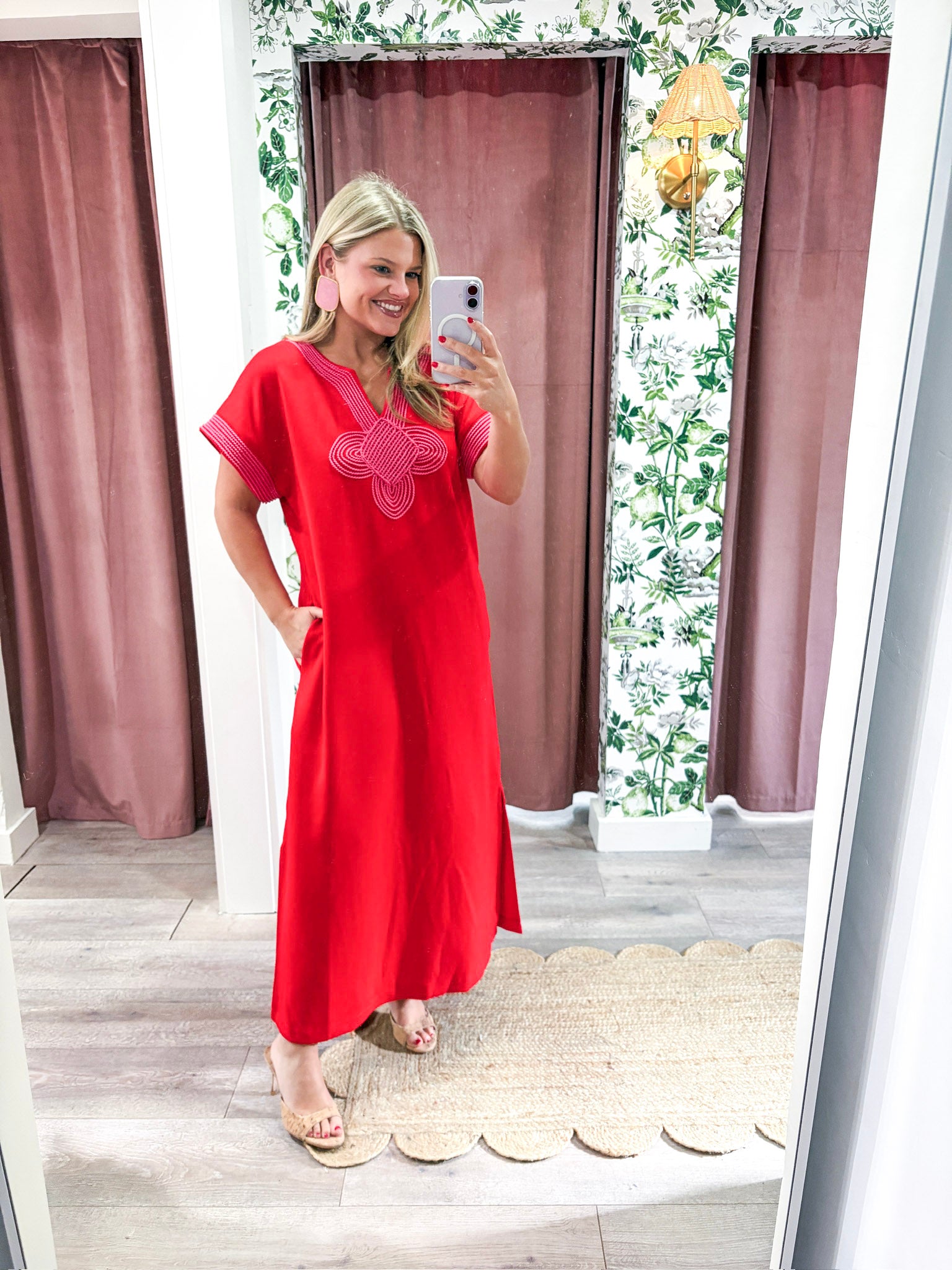Tropical Dream Midi Dress-Tomato Red Small