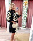 Isla Floral Baroque Dress-Black