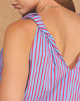 Breton Twisted Bubble Top-Peri/Red