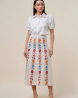 Floral Harmony Embroidered Midi Skirt
