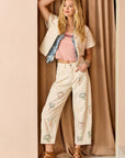Veggie Embroidered Barrel Jeans