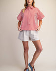 Portside Button Down Top-Red