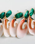 Pink Shell and Green Malachite Earrings