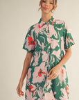 PREORDER: Tropical Paradise Floral Shirt Dress