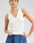 Finishing Piece Knit Tank-White