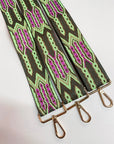 Mayan Print Bag Strap-Lime/Pink/Brown