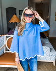 Go With the Flow Knit Top-French Blue/Cream