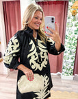 Isla Floral Baroque Dress-Black