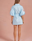 Sweet Flora Puff Sleeve Dress-Sky Blue