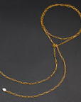 Paperclip Pearl Lariat Necklace