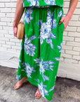 Soft Bloom Midi Skirt-Green