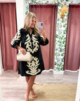 Isla Floral Baroque Dress-Black