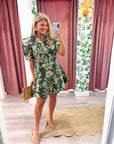 Bellemont Floral Mini Dress-Olive