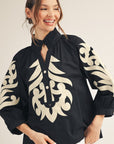 Blush Peony Top-Black