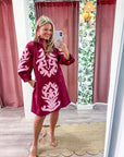 Isla Floral Baroque Dress-Burgundy