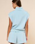 Sunny Side Zip Knit Top-Light Blue