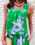 Soft Bloom Sleeveless Top-Green