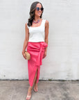 Coral Crush Midi Skirt