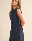 Light of Life Embroidered Dress-Navy