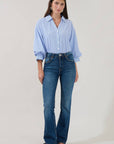 Chalet Button Down Top-Blue/White