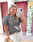 Bloom & Feather Trim Top