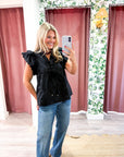 Marcella Ruffle Top-Black