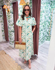 Peacock Puff Sleeve Midi Dress