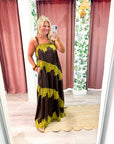 Lace Harmony Maxi Dress-Chocolate