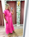 Simple Joy Midi Dress-Hot Pink