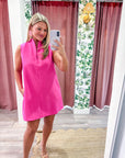Yacht Luxe Mini Dress-Hot Pink