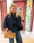 Kaia Oversized Button Down Top-Navy