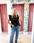 Marcella Ruffle Top-Black