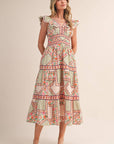 Sweet Spell Floral Midi Dress-Ivory