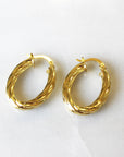 Oval Chunky Gold Hoop Earrings