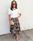 Rope Me In Midi Skirt-Brown