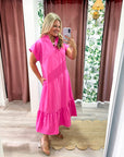 Simple Joy Midi Dress-Hot Pink