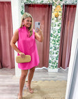 Yacht Luxe Mini Dress-Hot Pink