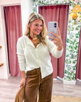 Gentle Days Ribbed Cardigan-Ivory