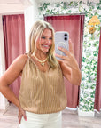 Breton Twisted Bubble Top-Tan/Blush