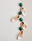 Pink Shell and Green Malachite Earrings