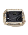 Tate Woven Frame Clutch-Black