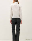 Zaria Mandarin Collar Top-White