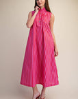 Nantucket Stripe Maxi Dress-Pink