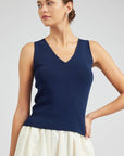Finishing Piece Knit Tank-Navy
